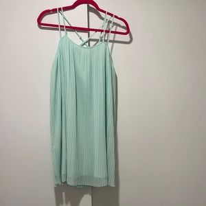 Green strappy back pleated dress
